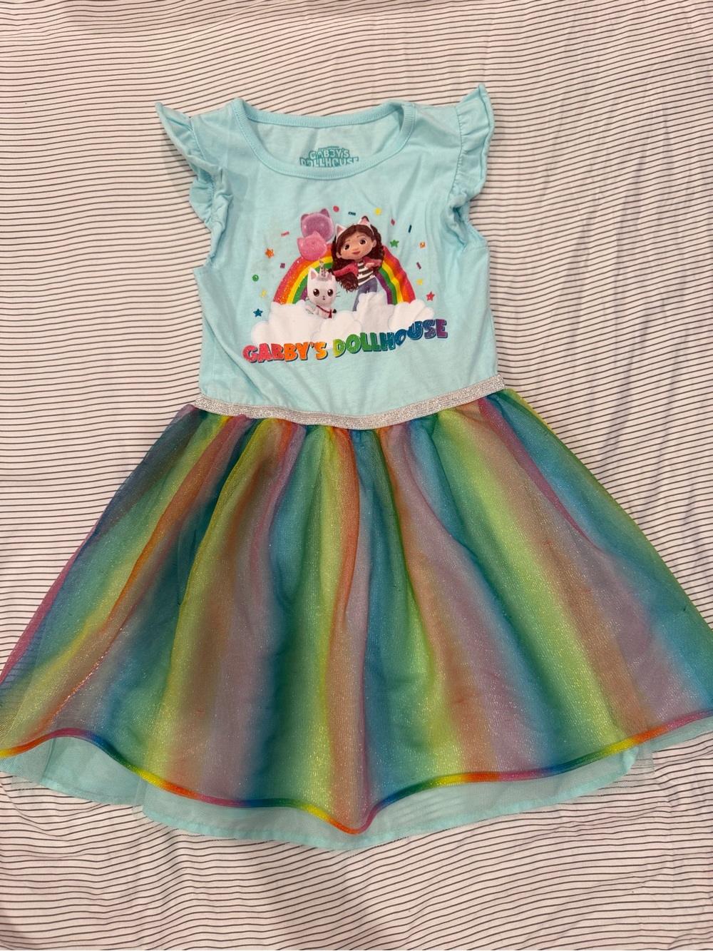 Girls' Light Blue Gabby's Dollhouse Rainbow Tulle Dress